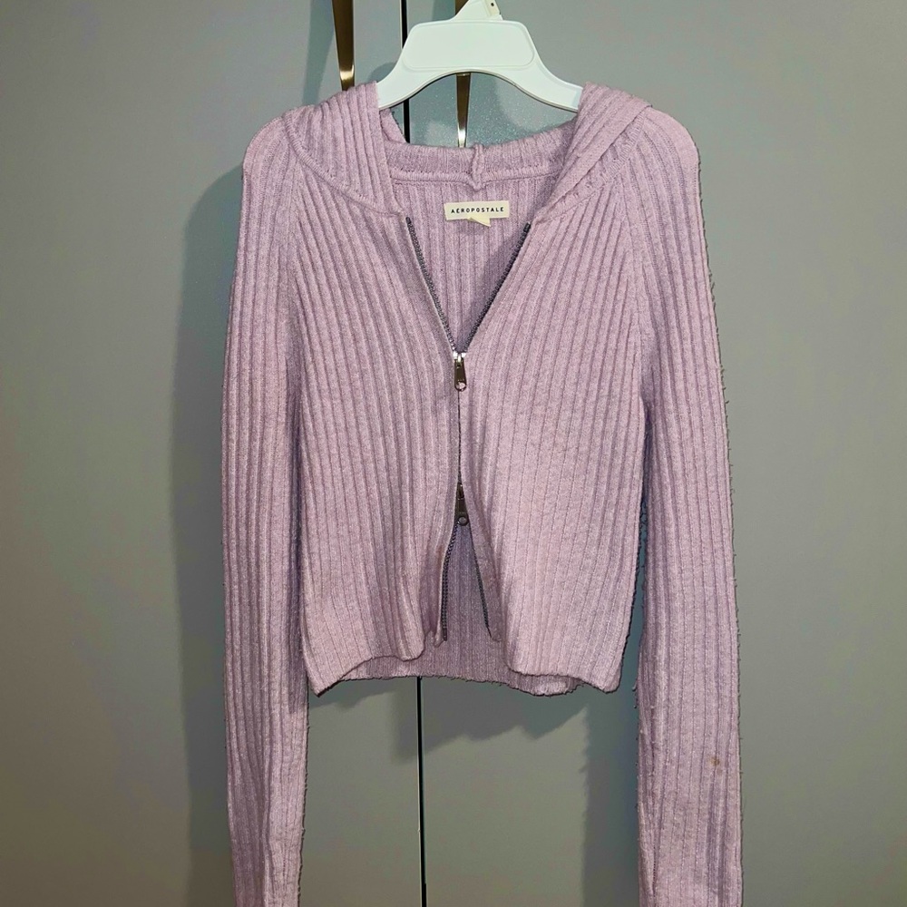 Lavender Sweater with Hood